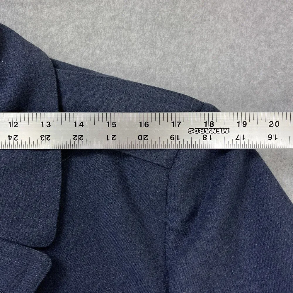 Vintage USAF Military Chester Trench Coat Sz 37R Blue Double Breasted Long Wool